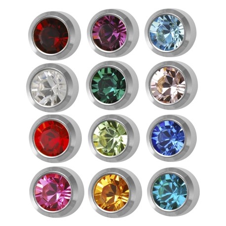 Studex allergiavabad kõrvarõngad Bezel hõbe regular Birthstones 12 tk mix